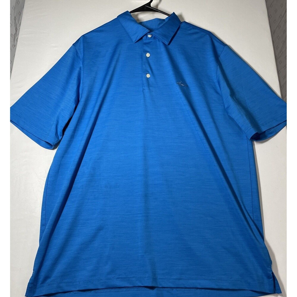 Greg Norman Play Dry Polo Golf Shirt Mens Large L Blue Short Sleeve Stretch